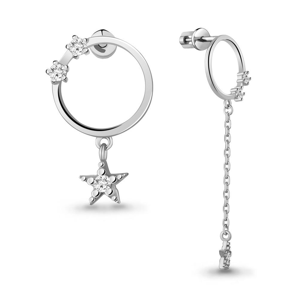 

Серьги из серебра с фианитом Aquamarine Aquamarine 48751А_925_р, 48751А_925_р