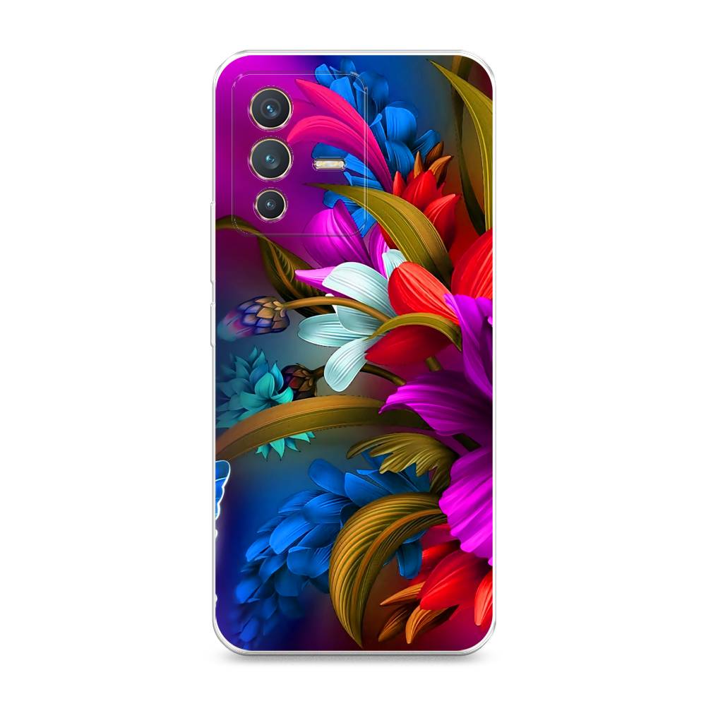 

Чехол на Vivo V23 "Фантастические цветы", Фиолетовый;красный;синий, 266050-2