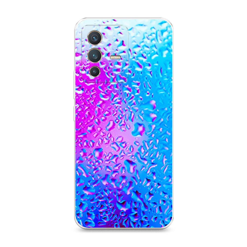 

Чехол на Vivo V23 "Капли на стекле", Голубой;розовый, 266050-3