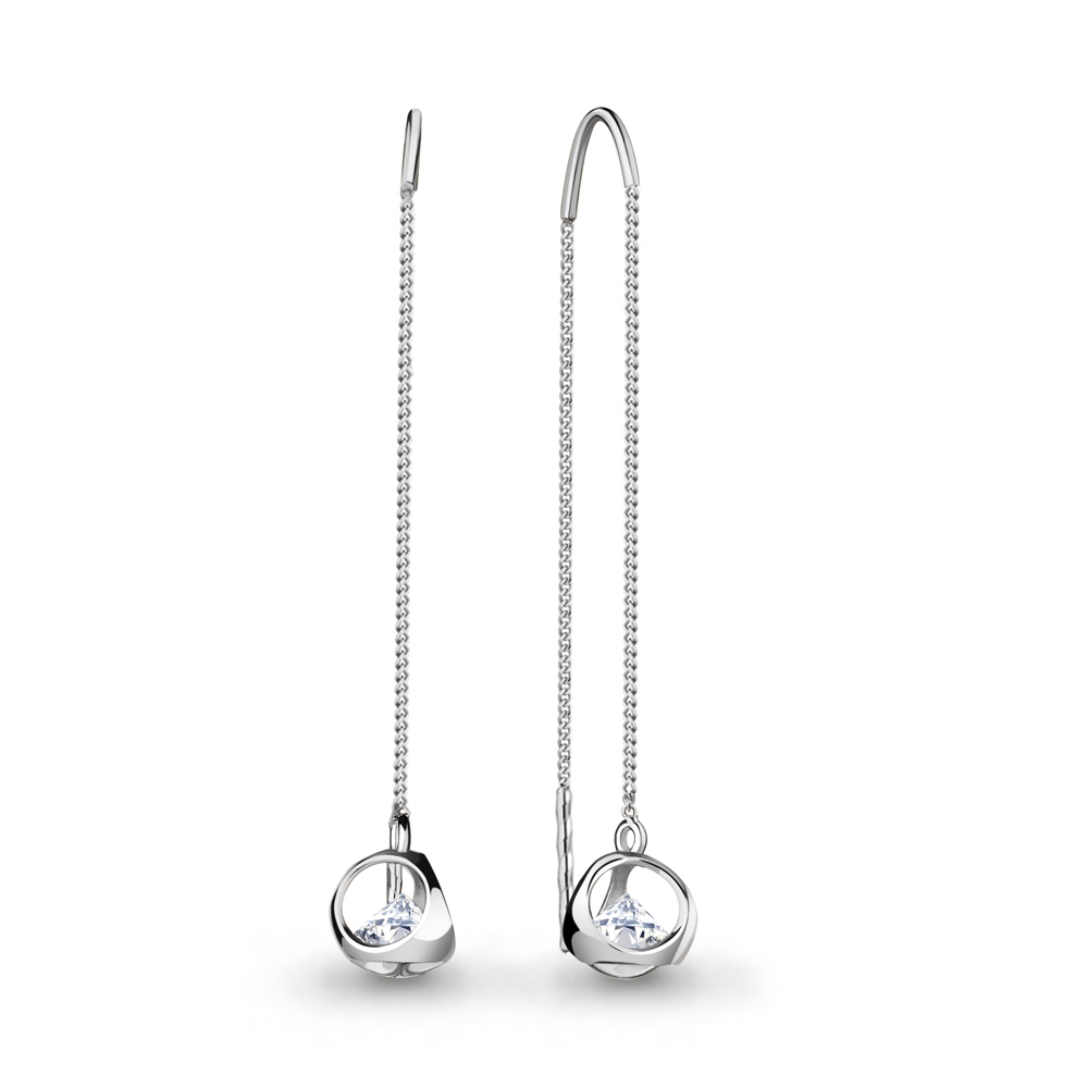 

Серьги из серебра с фианитом Aquamarine Aquamarine 48664А_925_р, 48664А_925_р