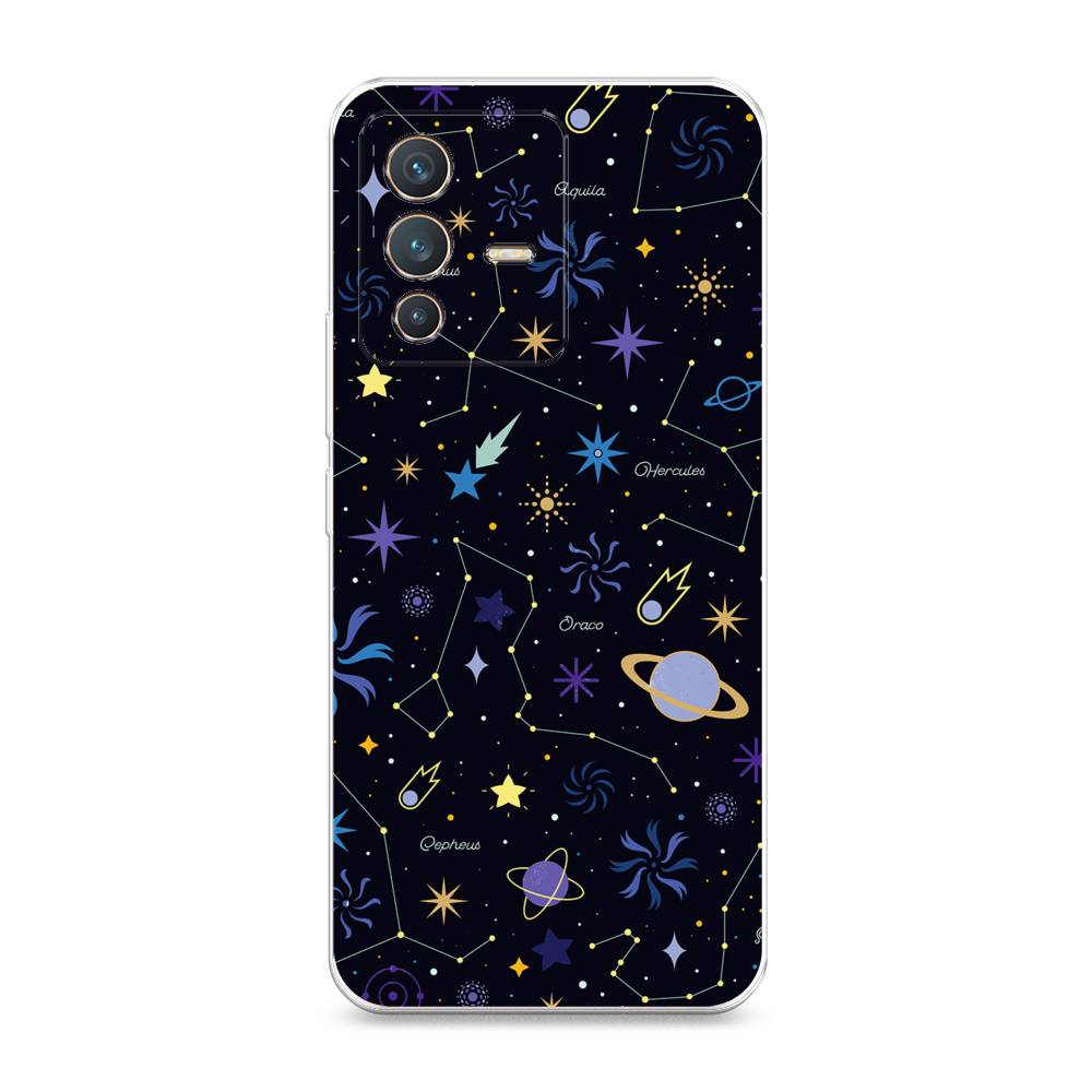 

Чехол на Vivo V23 "Цветной космос", Желтый, 266050-2