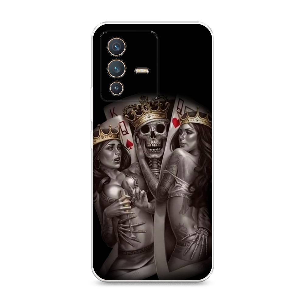 

Чехол на Vivo V23 "Карты король и королевы", Серый;желтый, 266050-6