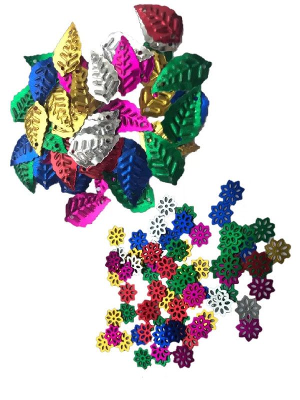 Пайетки Schreiber Листики Цветочки TZ_S-1451-1452 в инд.пакетиках 6 цветов набор 4 пакета