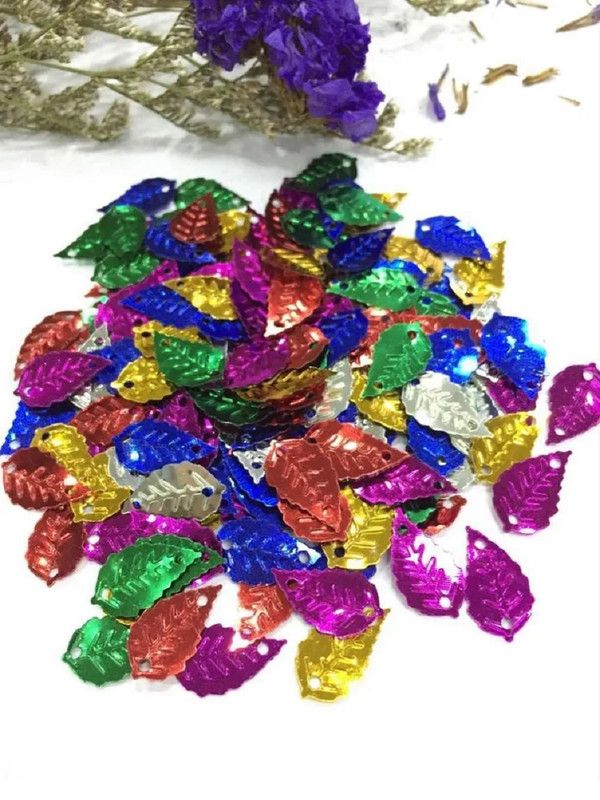 Пайетки Schreiber Листики TZ_S-1451 в инд. пакетиках 6 цветов набор 10 пакетиков