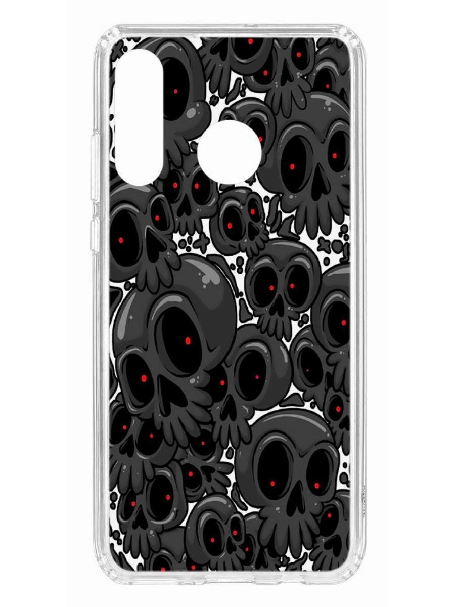 

Чехол на Huawei P30 Lite Kruche Print Skull gray