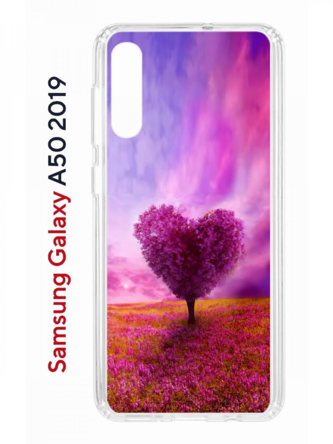 Чехол на Samsung A50,A50S,A30S 2019 Kruche Print Pink heart, противоударный бампер