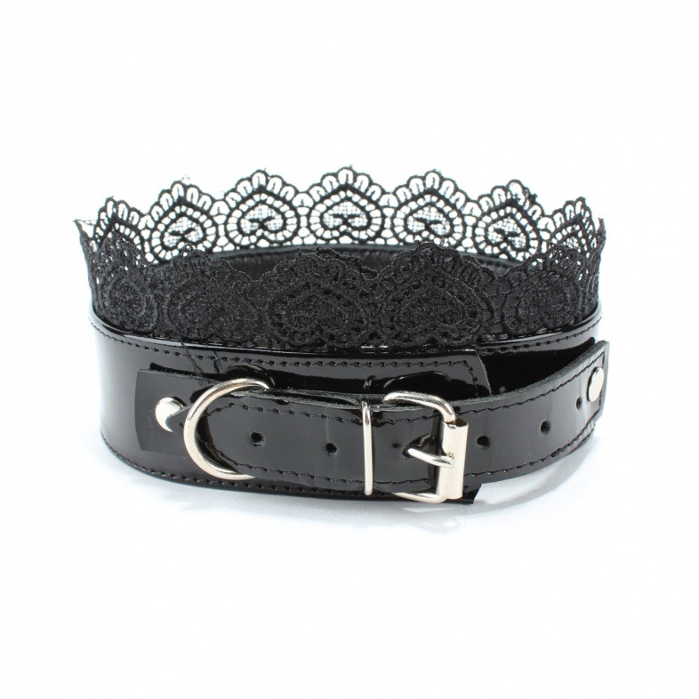 Ошейник BDSM Арсенал с кружевом черный