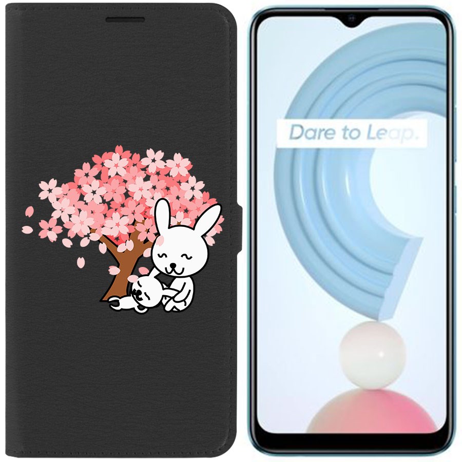 

Чехол-книжка Eco Book для Realme C21 Кролики, Черный