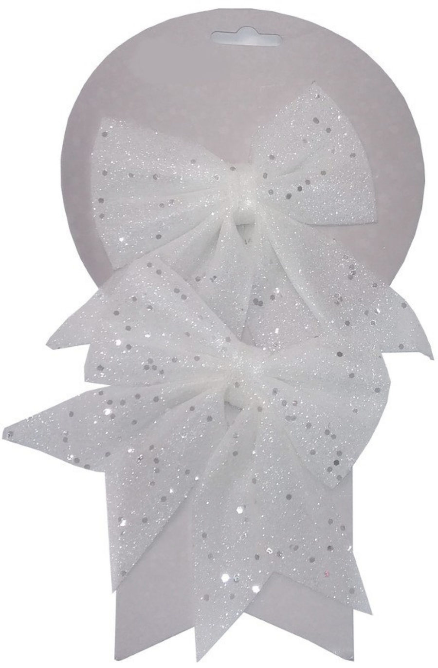 

Новогоднее украшение БАНТ Белый блеск из полиэстера, набор из 2 шт./17x13x0,1см, Серебристый