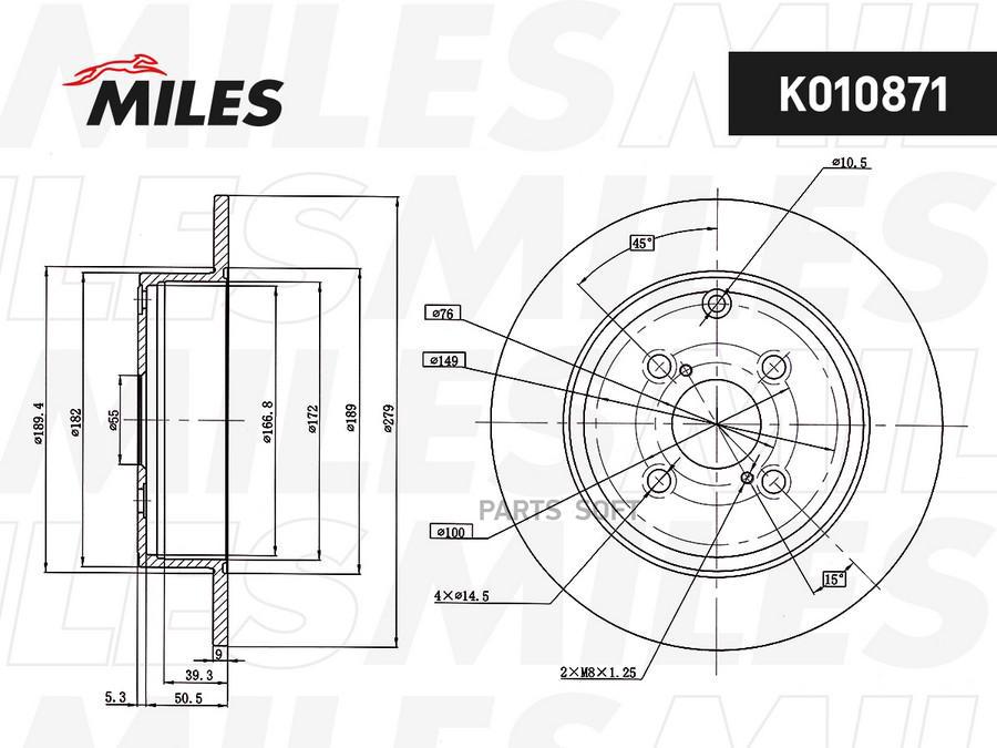 

Диск Тормозной Задний Toyota Corolla E12 02- K010871 1Шт Miles K010871