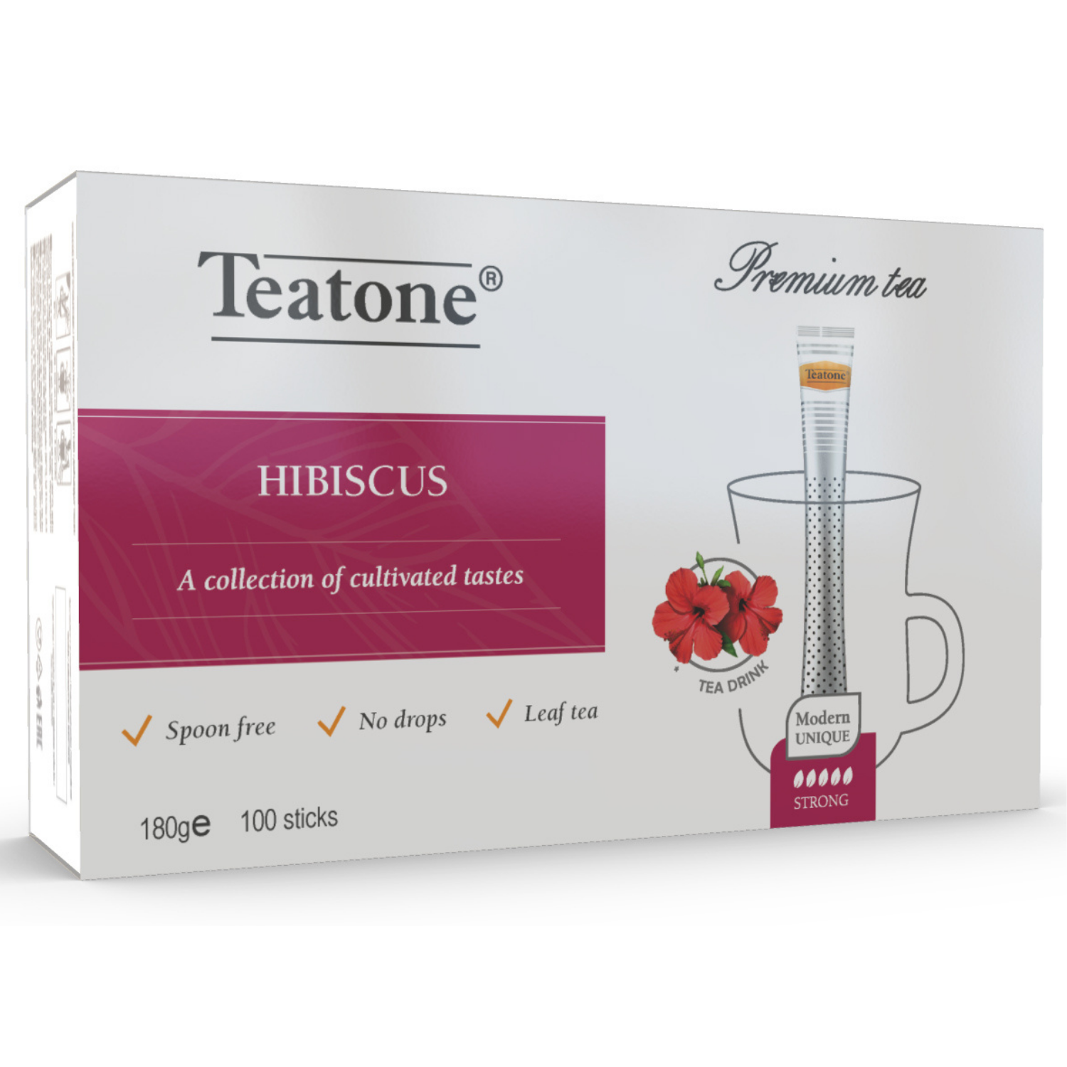 Чайный напиток TEATONE Каркаде (гибискус) в стиках для разовой заварки, (100шт*1,8г)