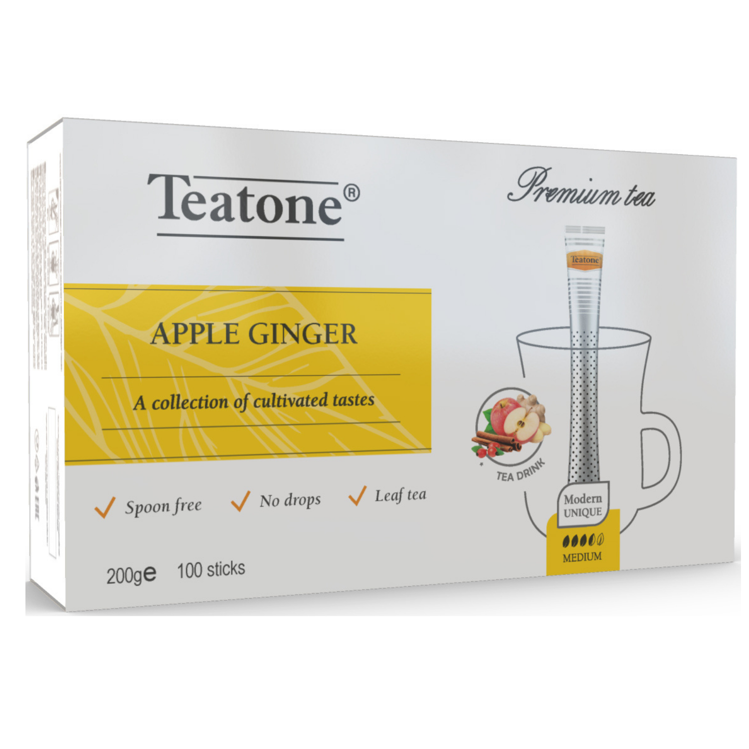 Чайный напиток TEATONE Яблоко-Имбирь в стиках для разовой заварки, (100шт*2г)