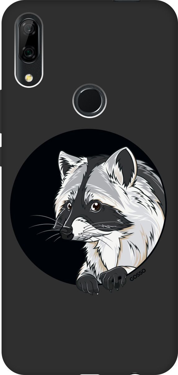 

Чехол на Honor 9X/Huawei P Smart Z/Y9 Prime (2019) "Raccon in a Hollow" черный, Черный;белый, 600