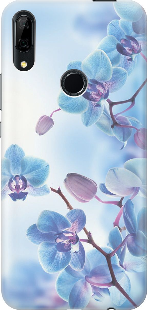 

Чехол на Honor 9X/9X Premium/Huawei P Smart Z/Y9 Prime (2019) "Голубые орхидеи", Голубой;серый, 348