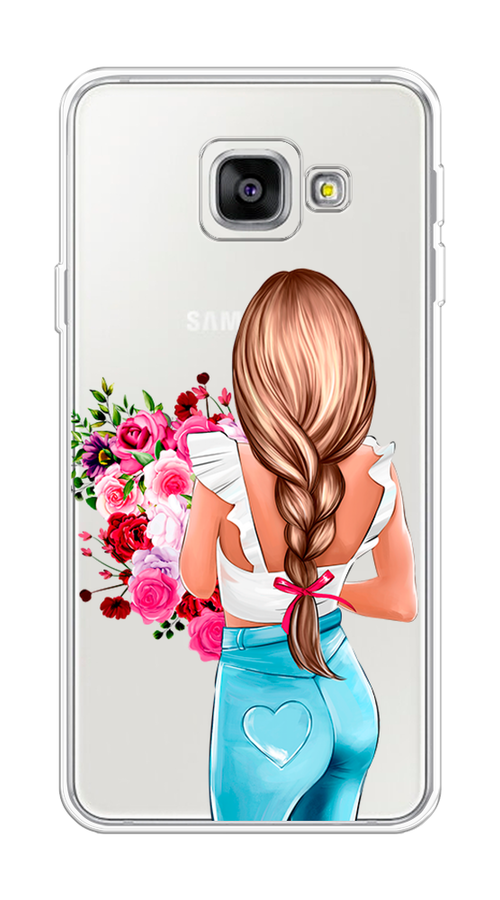 

Чехол на Samsung Galaxy A3 2016 "Девушка с цветами", Коричневый;розовый;голубой, 20250-6