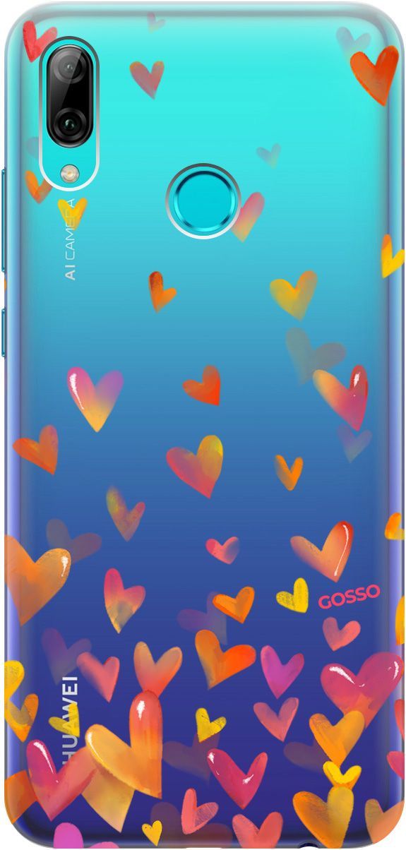 

Чехол на Honor 10 Lite/Huawei P Smart (2019) "Flying Hearts" прозрачный, Прозрачный;желтый, 670