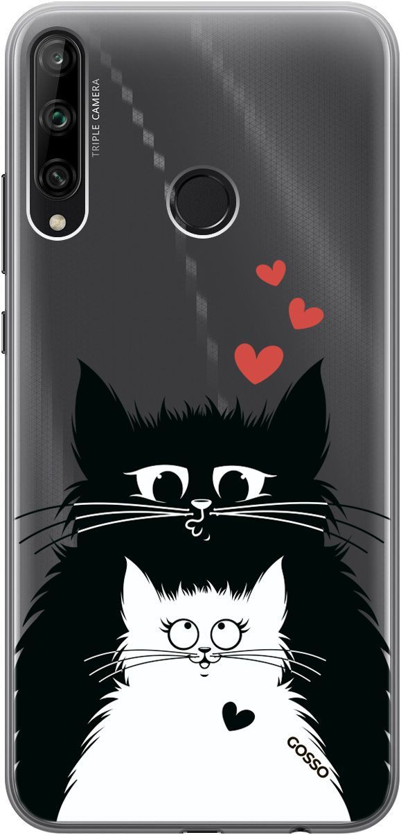 

Чехол на Honor 9C/Huawei P40 Lite E "Cats in Love" прозрачный, Прозрачный;белый, 128