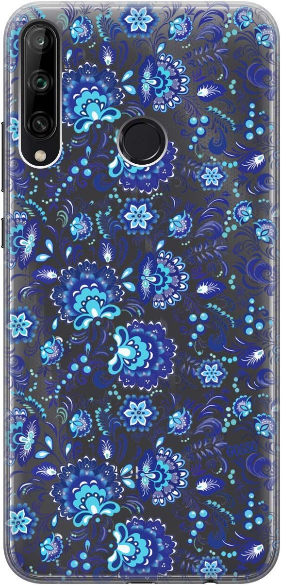 

Чехол на Honor 9C/Huawei P40 Lite E "Gzhel" прозрачный, Прозрачный;голубой, 128