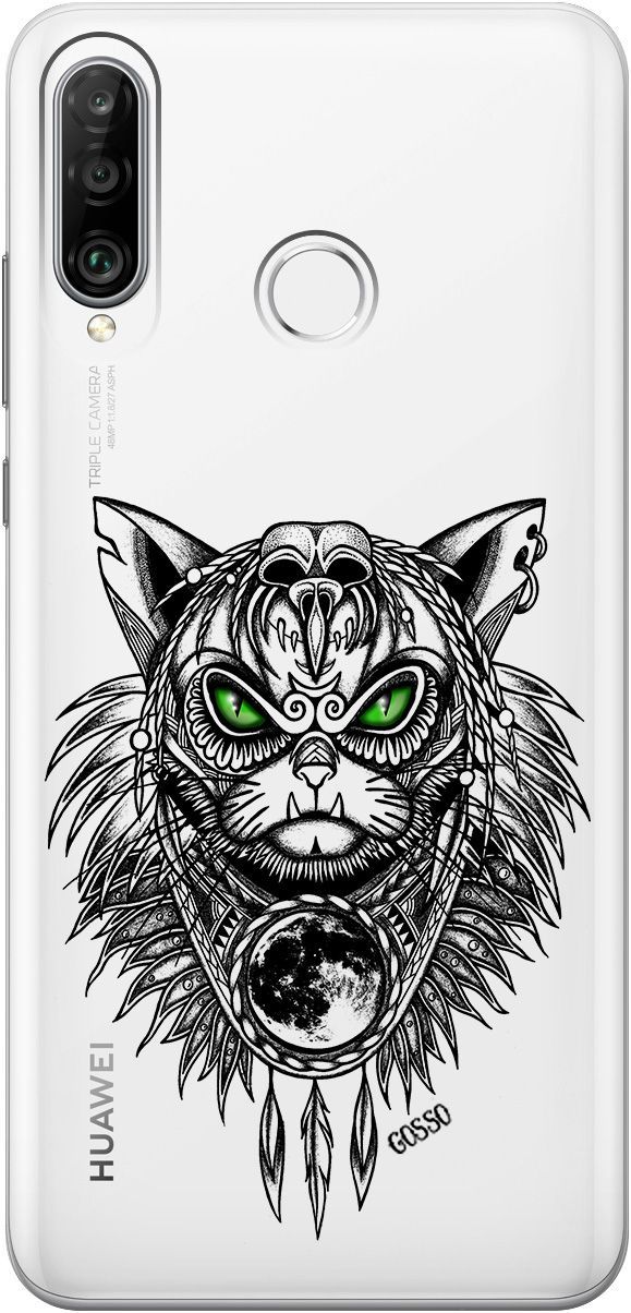 

Чехол на Honor 20 Lite/20s/Huawei P30 Lite "Shaman Cat" прозрачный, 176