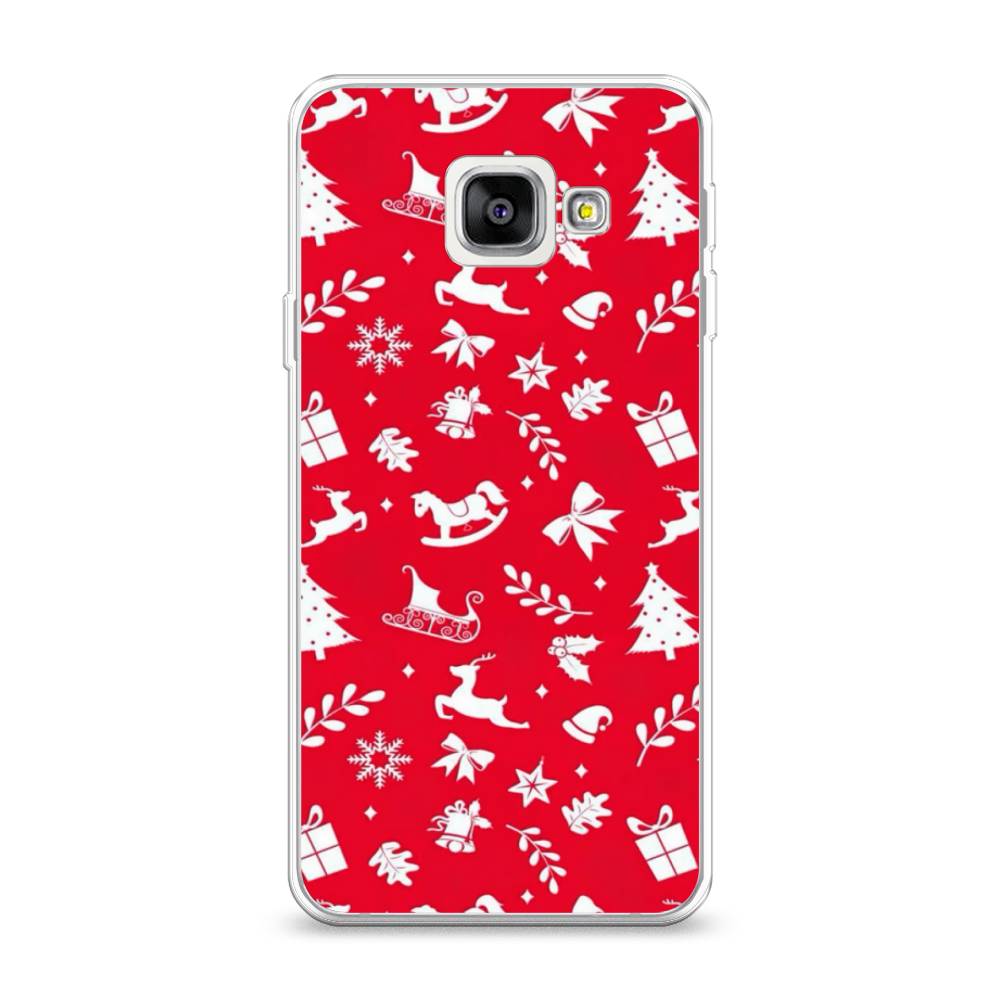 

Чехол на Samsung Galaxy A3 2016 "Красный новогодний фон", Красный;белый, 20250-5