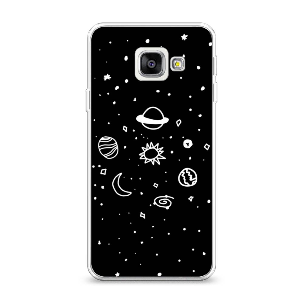 

Чехол на Samsung Galaxy A3 2016 "Дудл солнечной системы", Бежевый;серый, 20250-2