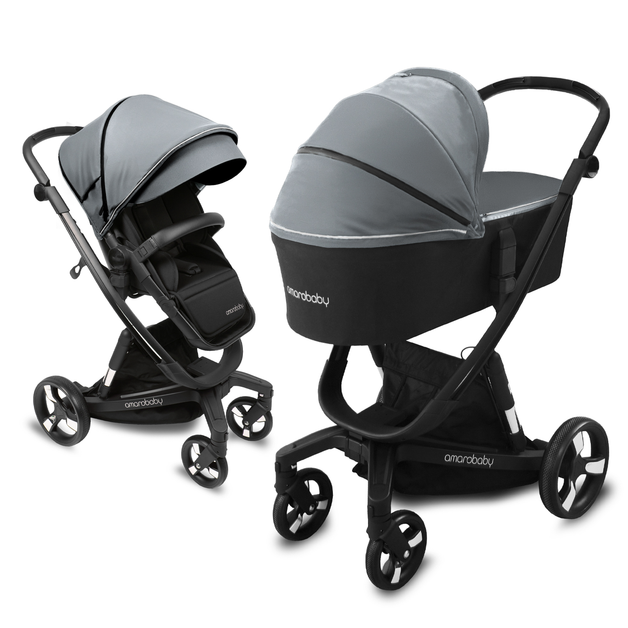 Коляска детская 2в1 Amarobaby TUTUM с AUTO BRAKE, серый, AB22-10TUTUM/11