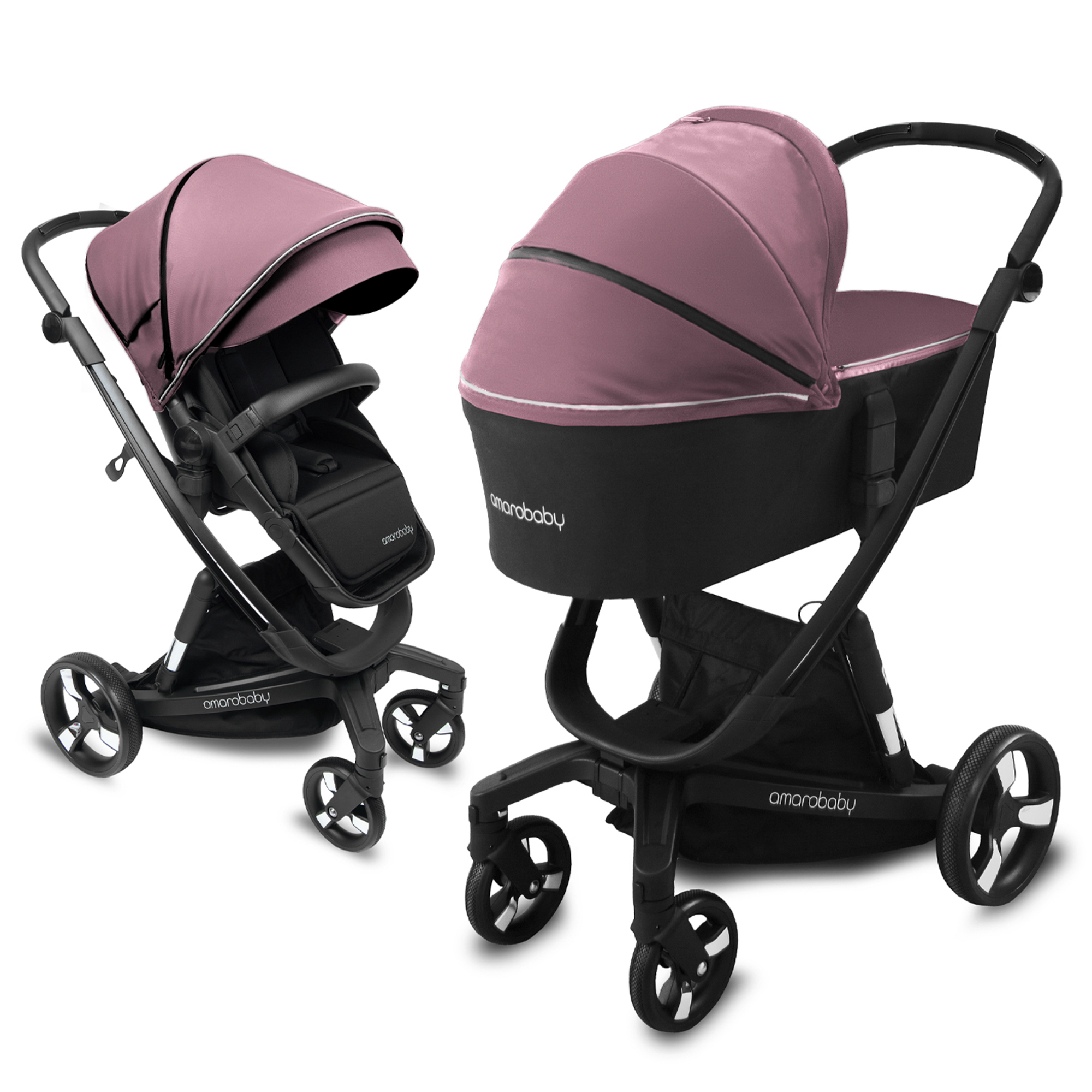 Коляска детская 2в1 Amarobaby TUTUM с AUTO BRAKE, розовый, AB22-10TUTUM/06