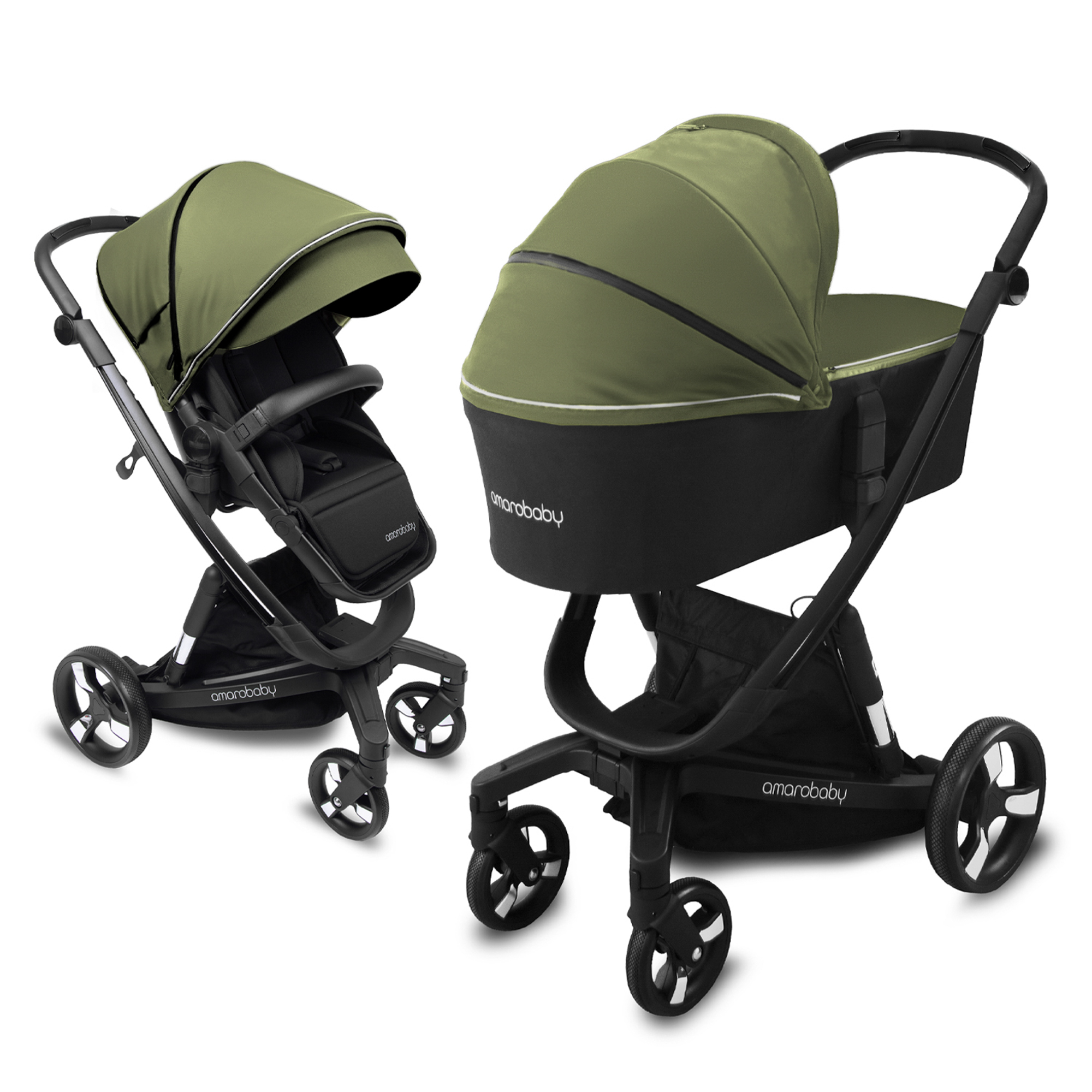 Коляска детская 2в1 Amarobaby TUTUM с AUTO BRAKE, хаки, AB22-10TUTUM/26