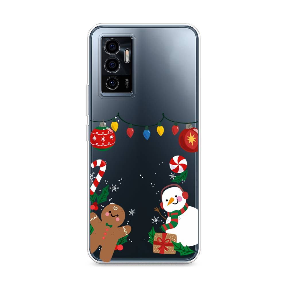 

Чехол на Vivo V23e "Новогоднее настроение", Коричневый;красный;зеленый, 265950-5