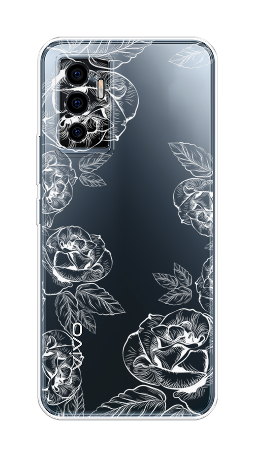 

Чехол на Vivo V23e "Розы графика", Черный;серый, 265950-2