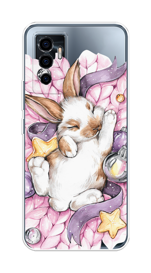 

Чехол на Vivo V23e "Кролик спит", Розовый;белый, 265950-5