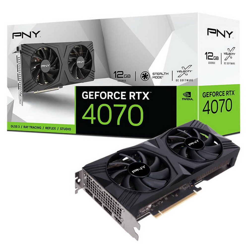 Видеокарта PNY RTX4070 12GB VERTO Dual Fan DLSS 3 GDDR6X 192-bit DPx3 HDMI RTL