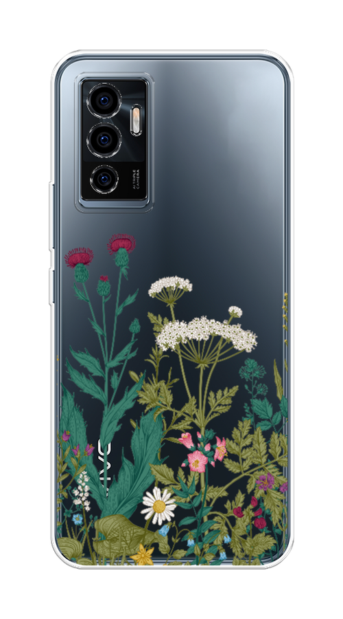 

Чехол на Vivo V23e "Дикие полевые цветы", Зеленый;розовый;белый, 265950-2
