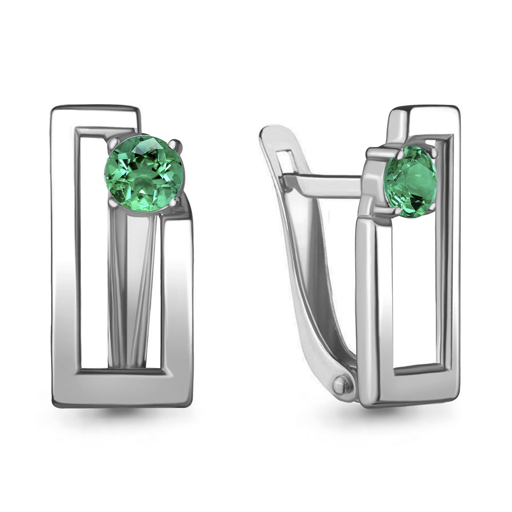 

Серьги из серебра с изумрудом искусственным Aquamarine Aquamarine 48509Г_925_р, 48509Г_925_р