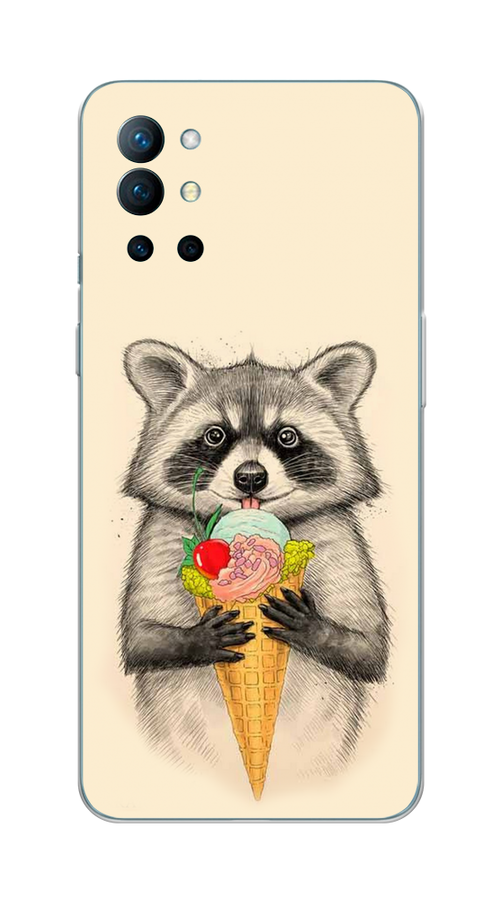 

Чехол Awog на OnePlus 9R / ВанПлас 9R "Енот с мороженым", Бежевый;серый, 151650-10