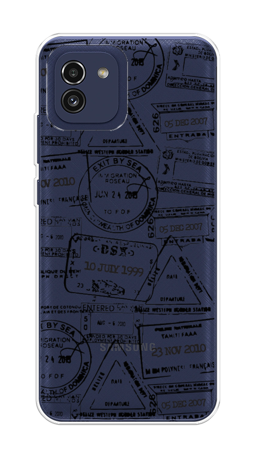 

Чехол на Samsung Galaxy A03 "Visa stamps 2", Белый;черный;серый, 2104950-2