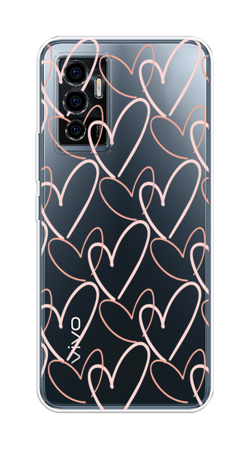 

Чехол на Vivo V23e "Узор из сердечек", Розовый;бежевый, 265950-6