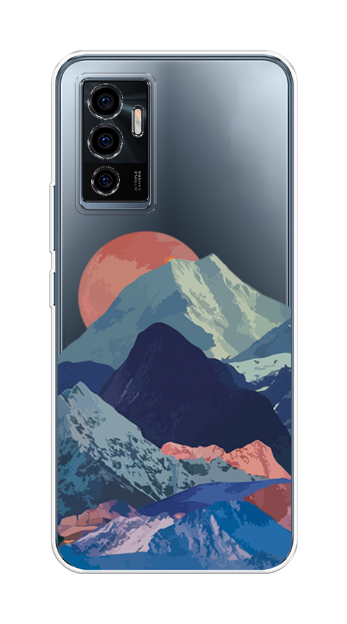 

Чехол на Vivo V23e "Закат в снежных горах", Красный;серый;голубой, 265950-2