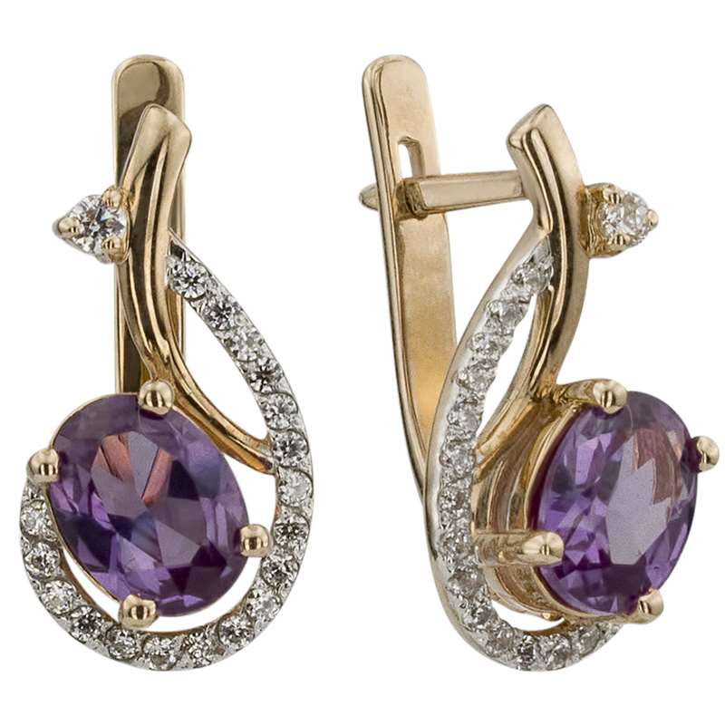 

Серьги из красного золота ALORIS 864АлКц, александрит/фианит, 864АлКц