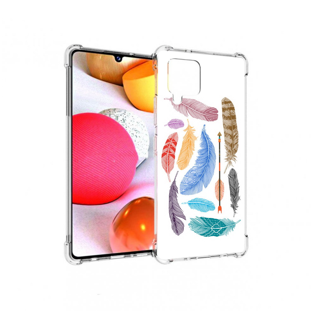 

Чехол MyPads Tocco для Samsung Galaxy A42 разноцветные перья (PT226910.539.572), Прозрачный, Tocco
