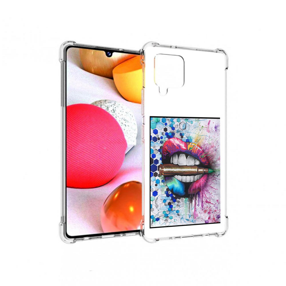 Чехол MyPads Tocco для Samsung Galaxy A42 разноцветные губы с пулей (PT226910.539.571)