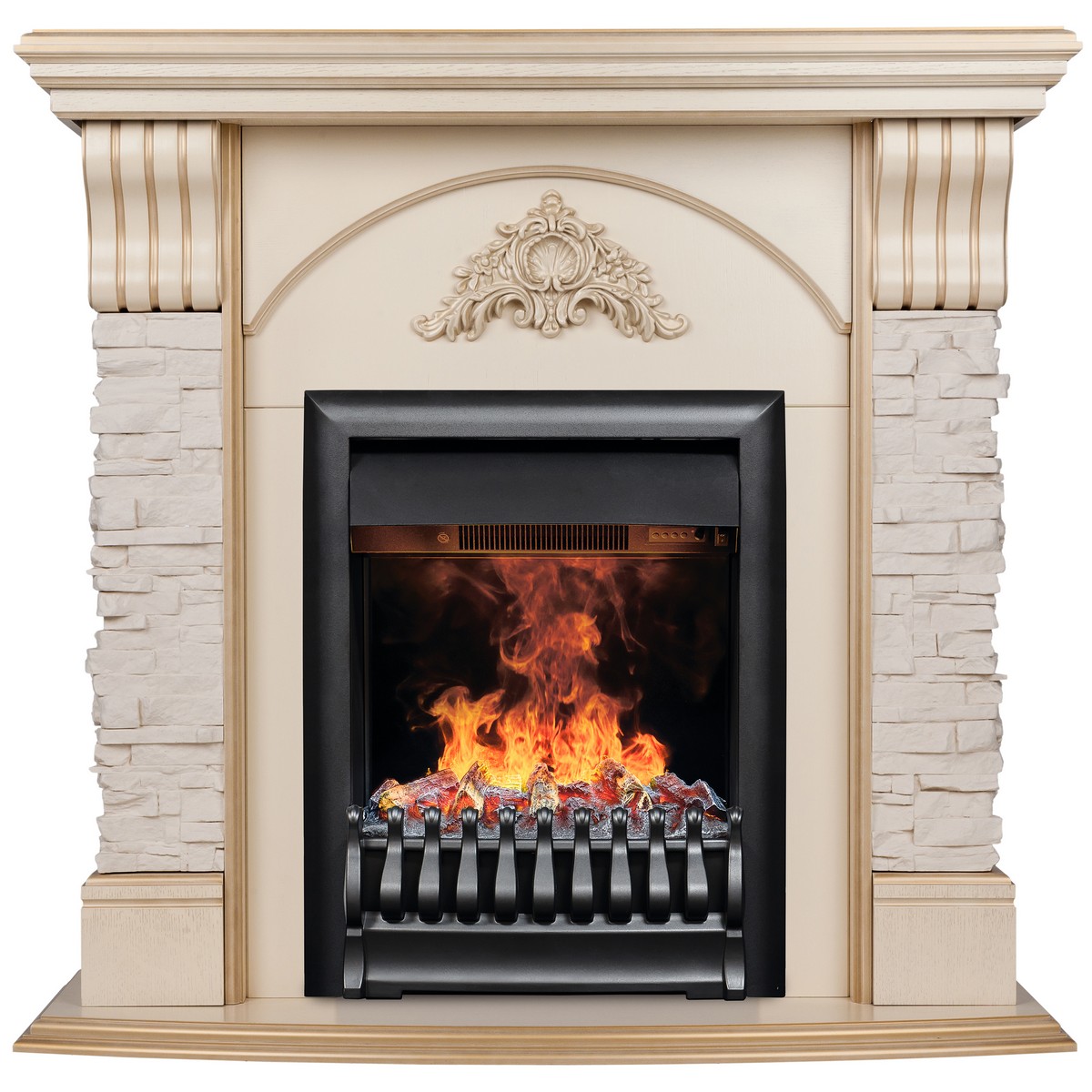 

Электрокамин RealFlame Athena WT с 3D Oregan, очаг со звуком, Электрокамин Athena WT с очагом 3D Oregan