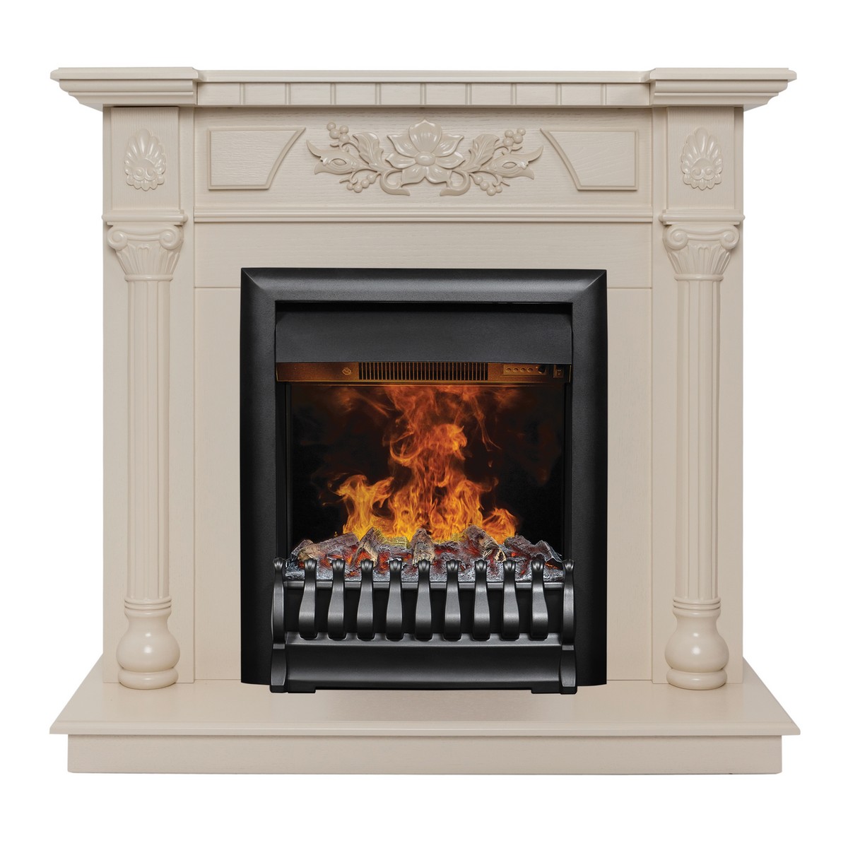 

Электрокамин RealFlame Dacota WT с 3D Oregan, звук потрескивания дров, 3D имитация пламени, Электрокамин Dacota WT с очагом 3D Oregan