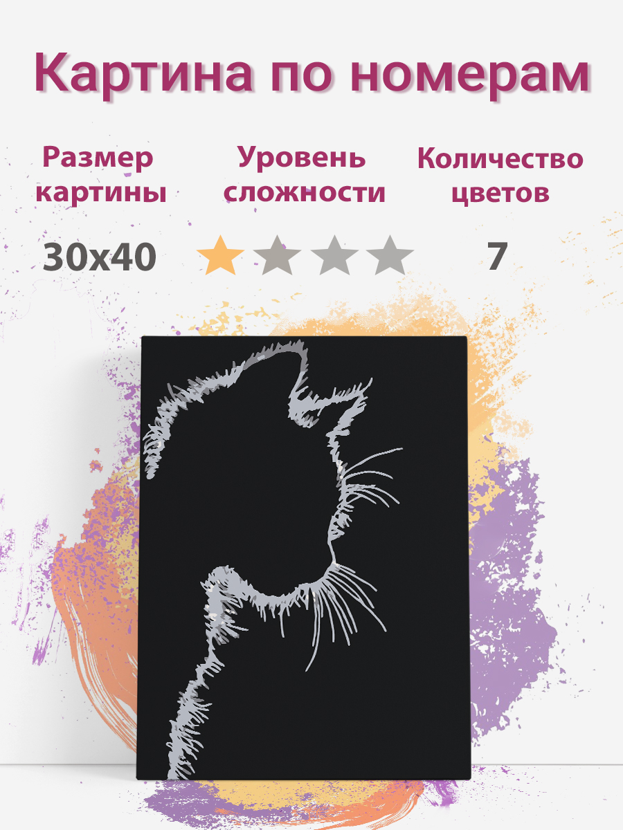

Картина по номерам Раскрасим сами Кот на черном фоне на подрамнике 30х40 см, Кот на черном фоне