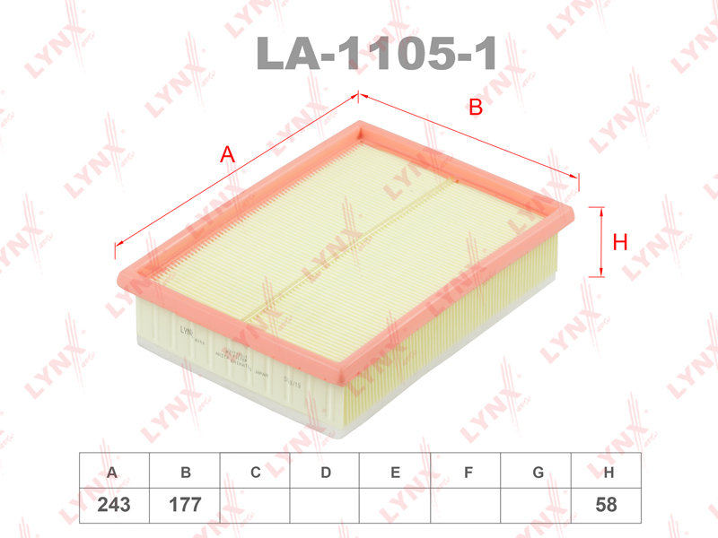 

Фильтр воздушный двигателя LYNXauto LYNXauto_LA11051, LA11051