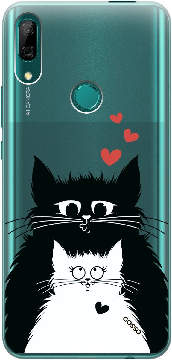 

Чехол на Honor 9X/Huawei P Smart Z/Y9 Prime (2019) "Cats in Love" прозрачный, Прозрачный;белый, 671