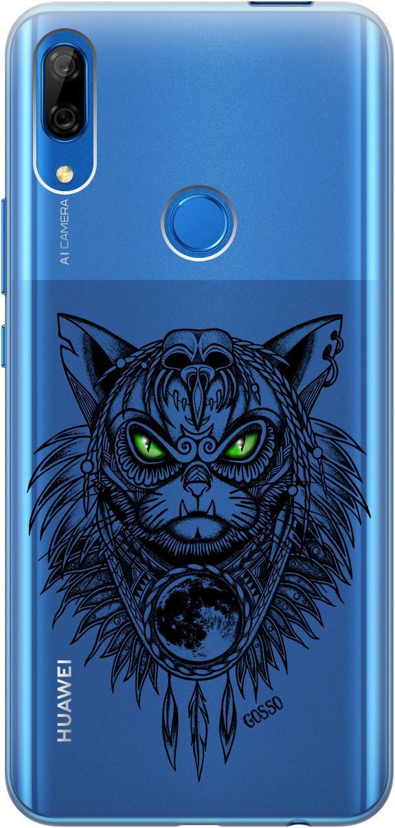 

Чехол на Honor 9X/Huawei P Smart Z/Y9 Prime (2019) "Shaman Cat" прозрачный, Прозрачный;черный, 671