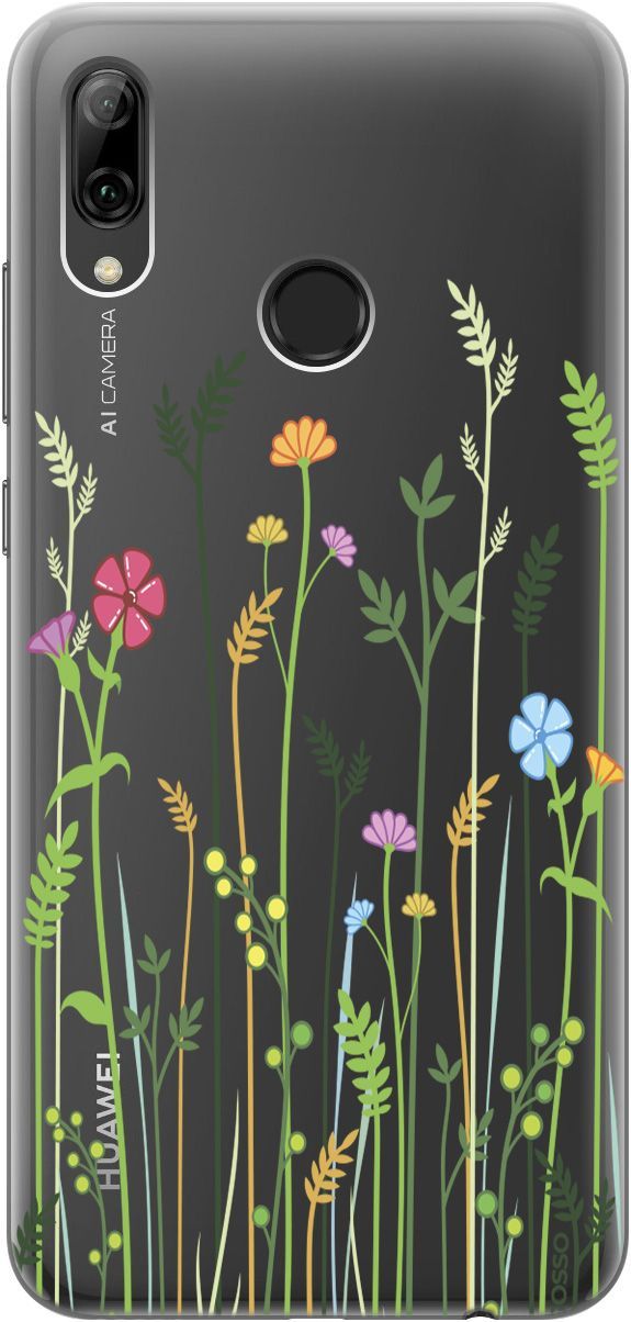 

Чехол на Honor 10 Lite/Huawei P Smart (2019) "Flowers and Fern" прозрачный, Прозрачный;желтый, 670