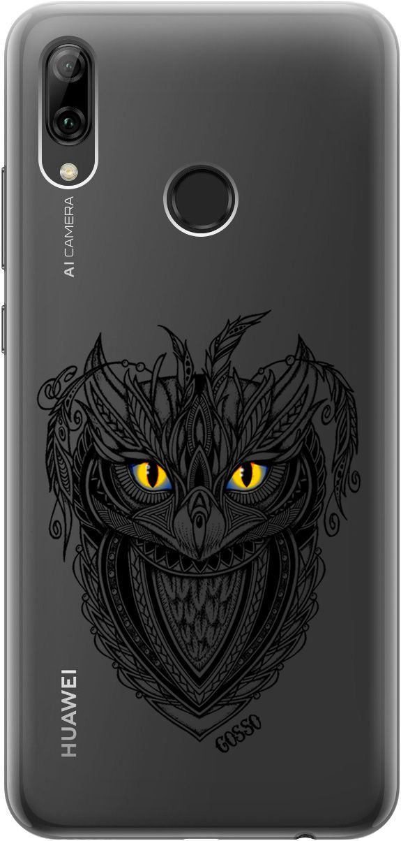 

Чехол на Honor 10 Lite/Huawei P Smart (2019) "Grand Owl" прозрачный, Прозрачный;желтый, 670
