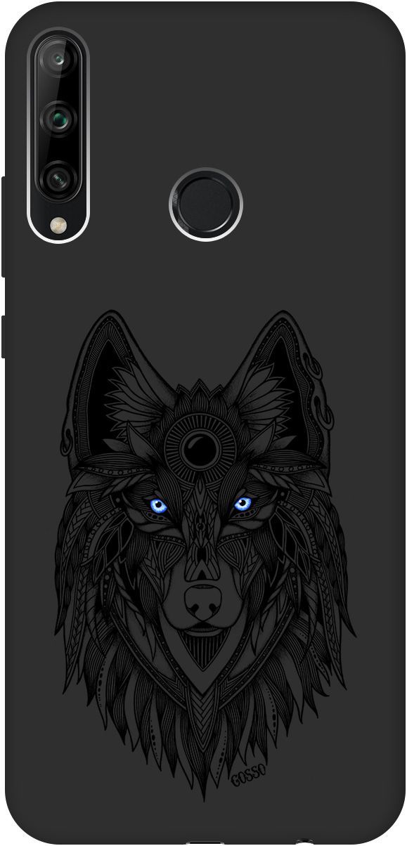 

Чехол на Honor 9C/Huawei P40 Lite E "Grand Wolf" черный, Черный;голубой, 605